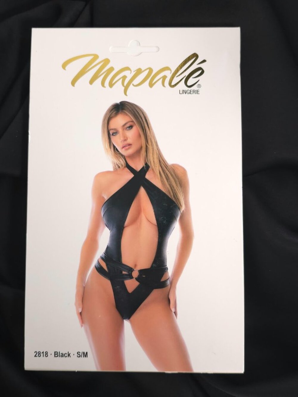 Mapalé Black Cutout Halter Bodysuit Strappy O-Ring S/M 2818